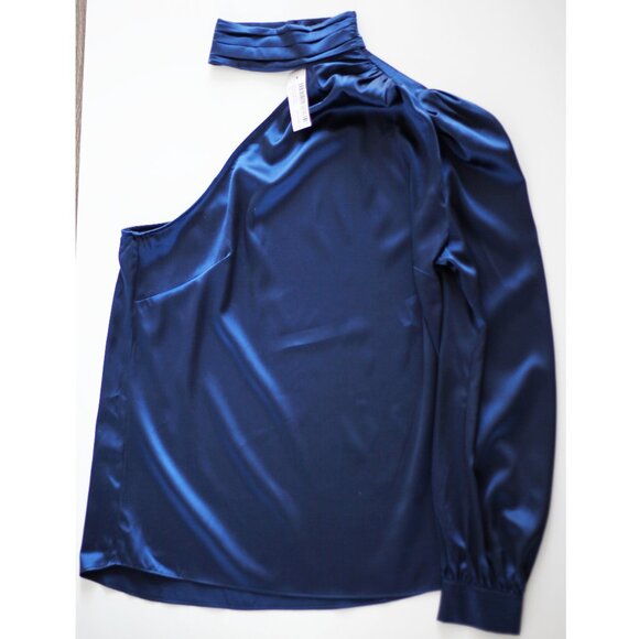 BNWT Generation Love Rosario Silk One Shoulder Top in Navy, Sz. XS/US 2, RRP$350 - Picture 2 of 5